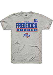 jordan frederick Tulsa Golden Hurricane Ash NIL Stacked Box Short Sleeve Player T Shirt