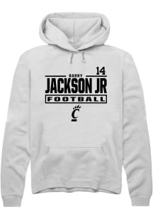 Barry Jackson Jr Cincinnati Bearcats Mens White Football NIL Stacked Box Player Hood