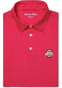 Mizzen+Main Ohio State Buckeyes Mens Red Versa Stripe Short Sleeve Fashion Polo