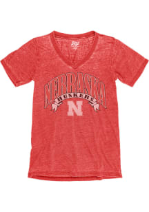 Blue 84 Nebraska Cornhuskers Womens Red Good Hearted Soft Short Sleeve T-Shirt