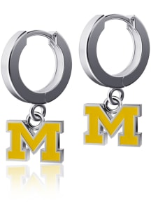 Michigan Wolverines Enamel Huggie Womens Earrings