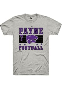VJ Payne  K-State Wildcats Ash Rally Football NIL Striped Short Sleeve T Shirt