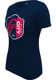 St Louis City SC Womens Navy Blue Essential Short Sleeve T-Shirt