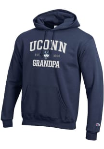 Champion UConn Huskies Mens Navy Blue Est. Date Grandpa Powerblend Long Sleeve Hoodie