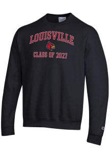 Champion Louisville Cardinals Mens Black Font Class of 2027 Powerblend Long Sleeve Crew Sweatshirt