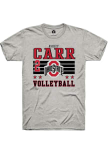 Ashley Carr Ohio State Buckeyes Ash NIL Striped Short Sleeve Player T Shirt