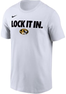 Nike Missouri Tigers White Basketball Postseason Bench Short Sleeve T Shirt