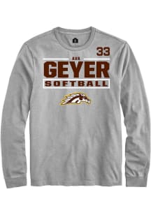 Ava Geyer Western Michigan Broncos Grey NIL Stacked Box Long Sleeve Player T Shirt