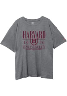 Harvard Crimson Womens Grey Intramural Oversized Short Sleeve T-Shirt
