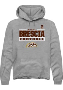 Michael Brescia Western Michigan Broncos Mens Grey Football NIL Stacked Box Player Hood