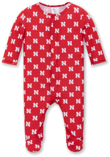 Nebraska Cornhuskers Baby Red Magnetic Loungewear One Piece Pajamas