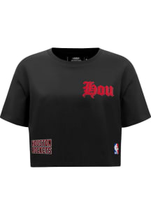 Pro Standard Houston Rockets Womens Black Old English Boxy Short Sleeve T-Shirt