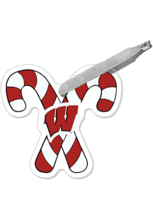 Wisconsin Badgers Acrylic Candy Cane Ornament - Red