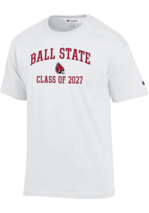 Champion Ball State Cardinals White Primary Class of 2027 Jersey Short Sleeve T Shirt
