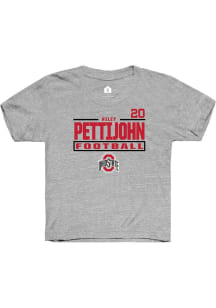 Riley Pettijohn  Rally Ohio State Buckeyes Youth Grey NIL Stacked Box Short Sleeve T-Shirt