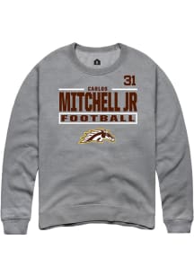 Carlos Mitchell Jr Western Michigan Broncos Mens Grey Football NIL Stacked Box Player Crew