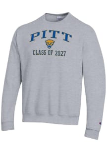 Champion Pitt Panthers Mens Grey Font Class of 2027 Powerblend Long Sleeve Crew Sweatshirt
