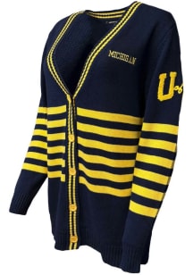 Michigan Wolverines Womens Blue Sassafras Long Sleeve Cardigan