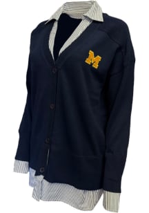 Michigan Wolverines Womens Blue Aberton Long Sleeve Cardigan