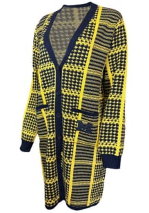 Michigan Wolverines Womens Blue Poplar Long Sleeve Cardigan