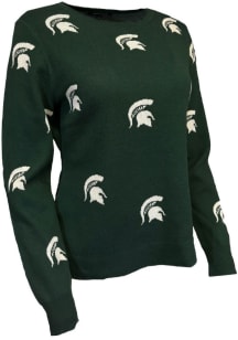 Michigan State Spartans Womens Green Chestnut Long Sleeve Sweater