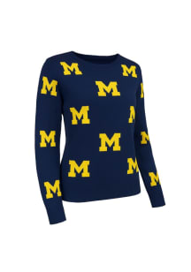 Michigan Wolverines Womens Blue Chestnut Long Sleeve Sweater