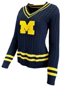 Michigan Wolverines Womens Blue Cypress Long Sleeve Sweater
