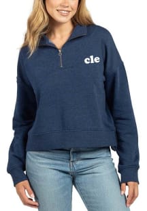 Cleveland Womens Navy Blue Graphic Classic Qtr Zip