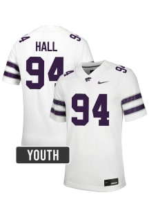 Kingston Hall K-State Wildcats Youth White Nike NIL Name And Number Football Jersey