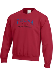 Tulsa Golden Hurricane Mens Crimson Embroidered Long Sleeve Crew Sweatshirt