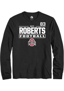 Nate Roberts  Ohio State Buckeyes Black Rally Football NIL Stacked Box Long Sleeve T Shirt