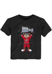 Stormy  Outer Stuff Carolina Hurricanes Toddler Black Mascot Trophy Short Sleeve T-Shirt