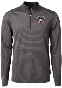 Cutter and Buck FC Dallas Mens Black Virtue Eco Pique Stripe Big and Tall Qtr Zip