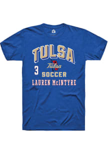 Lauren McIntyre Tulsa Golden Hurricane Blue NIL Arch Logo Short Sleeve Player T Shirt