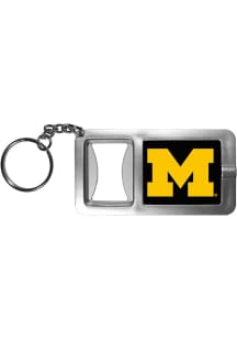 Michigan Wolverines Flashlight Bottle Opener Keychain - Silver