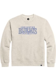 Creighton Bluejays Mens Oatmeal Part Time Flat Name Long Sleeve Crew Sweatshirt