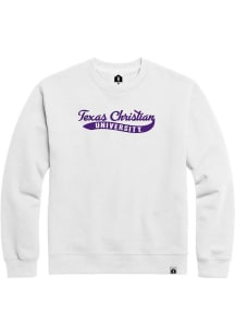 TCU Horned Frogs Mens White Tail Sweep Long Sleeve Crew Sweatshirt
