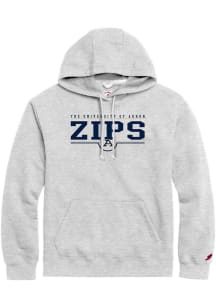 Akron Zips Mens Grey Field Goal Flat Name Long Sleeve Hoodie