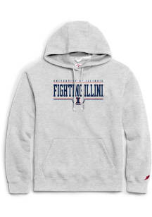 Illinois Fighting Illini Mens Grey Field Goal Flat Name Long Sleeve Hoodie