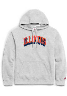 Illinois Fighting Illini Mens Grey Classic Arch Name Long Sleeve Hoodie