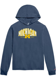 Michigan Wolverines Mens Blue Stretched Sunrise Long Sleeve Hoodie