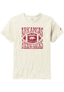 Arkansas Razorbacks Oatmeal Football Square In Short Sleeve Fashion T Shirt