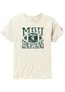 Michigan State Spartans Oatmeal Football Square In Short Sleeve Fashion T Shirt