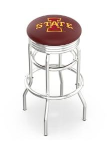Iowa State Cyclones Double-Ring Swivel Chrome Pub Stool - Cardinal