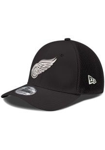 New Era Detroit Red Wings Mens Black Team Primary Logo Neo 39THIRTY Flex Hat