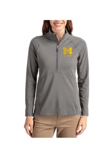 Cutter and Buck Michigan Wolverines Womens Graphite Alumni Adapt Eco Qtr Zip Pullover