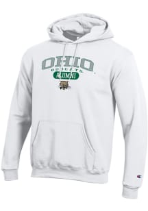 Champion Ohio Bobcats Mens White Pill Box Alumni Powerblend Long Sleeve Hoodie
