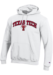 Champion Texas Tech Red Raiders Mens White Arch Primary Logo Long Sleeve Hoodie