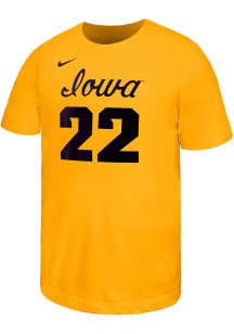 Caitlin Clark Iowa Hawkeyes Youth Gold Name and Number Player Tee