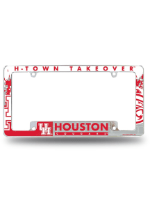 Houston Cougars All Over Chrome License Plate Frame - Red